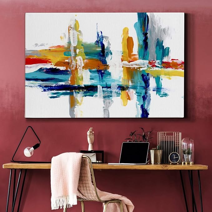 Landscape Wall Art Premium Gallery Wrapped Canvas Abstract Ocean Forest Modern Artwork Decoration for Living Room Kitchen Bathroom Office, Ready to Hang