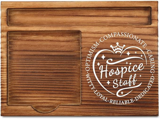 THRXOBN Hospice Staff Appreciation Gift – Wooden Sticky Note Holder, Heartfelt Office Desk Decor for Healthcare Workers, WSH25
