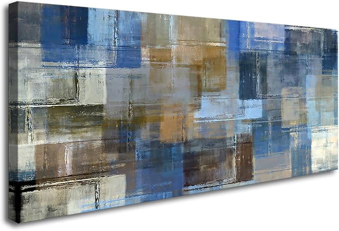 DZL Art A74875 Large Abstract Wall Art Grey and Blue Canvas Prints Painting Framed wall art Canvas Wall Art for living Room Bedroom and Office Home Decor Artwork