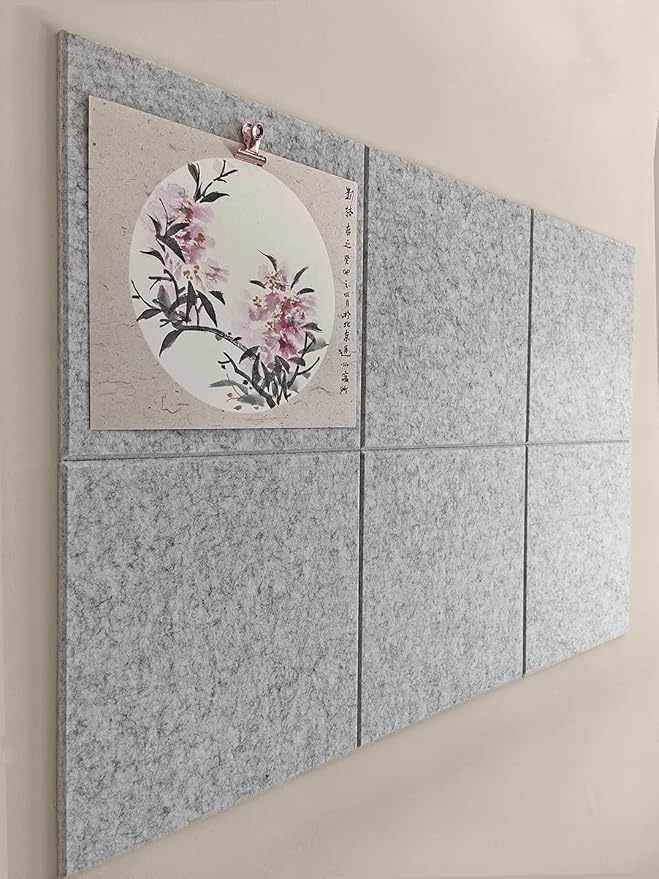 Cork Board 24 x36 Alternative - 6 Pack Felt Wall Tiles with Safe Removable Adhesive Tabs, Cork Boards for Walls Cork Board for Home Office Pin Board Tack Board - Marble