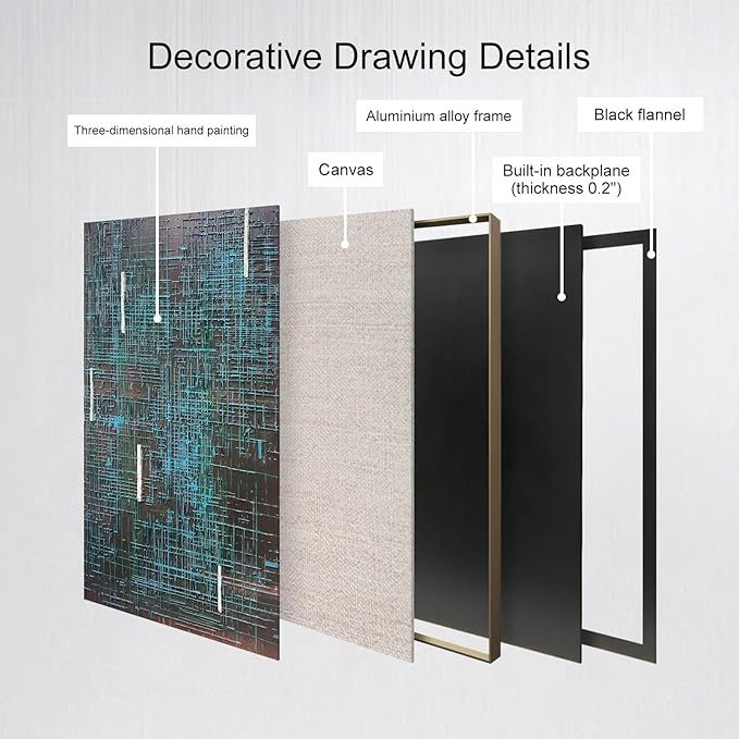BrightA Abstract grid large-scale hand-painted wall decorations. Textured relief craftsmanship artworks that illuminate the home bedroom. Bring a visual impact experience to the office lobby 51.2"x72.8"
