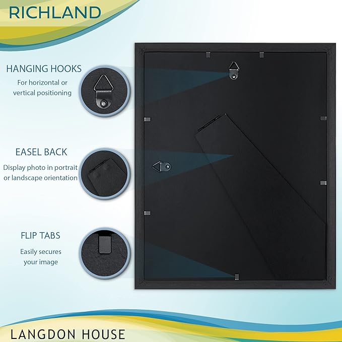 Langdon House 8x10 Gold Picture Frame w/Mat - Distinguished Edging for Classic Style - Richland Collection