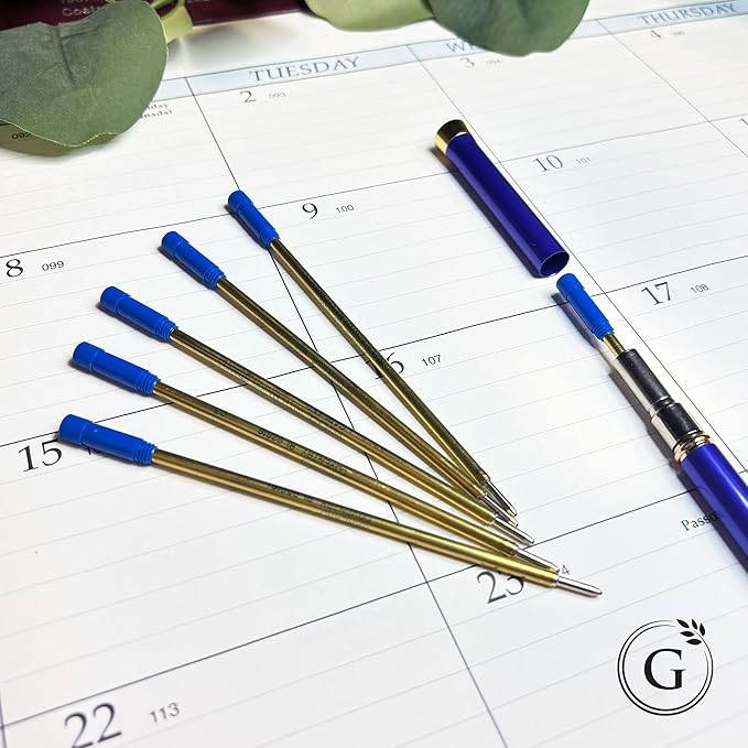Garland Universal #1 Cross Compatible Ballpoint Pen Refill, USA Made, Archival Ink, 1.0mm Medium Point, Smooth Writing, 5 Pack (Blue)