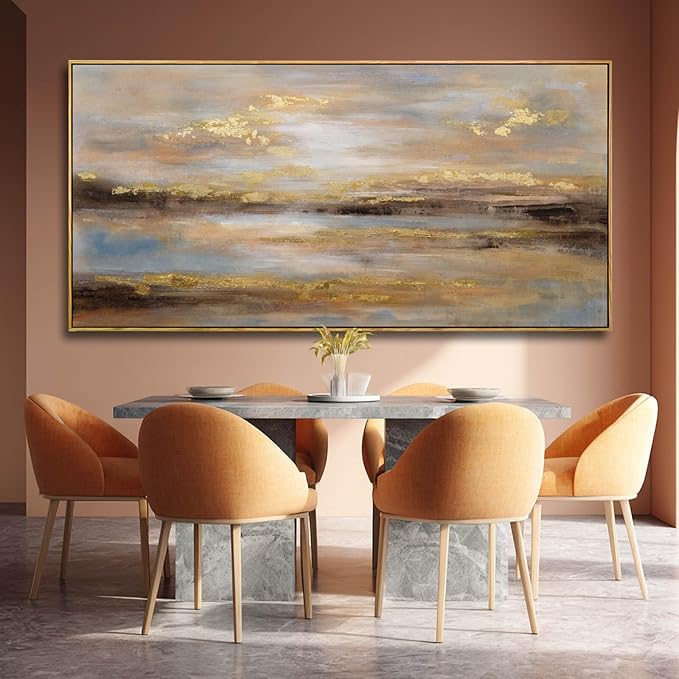 Large Framed Artwork for Living Room Abstract Bedroom Wall Art Gold Abstract Wall Decor Office Home Decor 29"x 58" Canvas Painting Wall Hanging