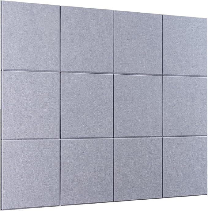 Bulletin Board 40x30in, 12 Count 9.8 x 9.8in Felt Wall Tiles with Removable Adhesive Tape, Cork Board Alternative for Walls, Wall Decor, Kids Art Display, Kids Room (Classic Gray Collection)
