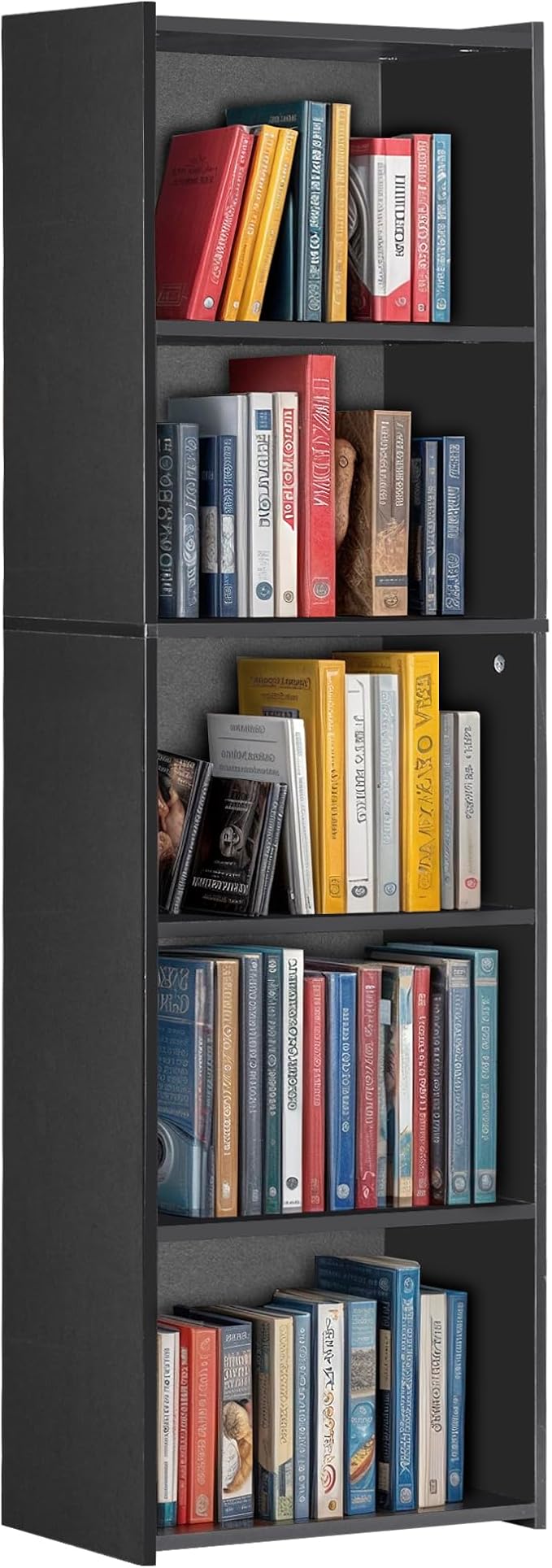 5-Tier Narrow Bookcase for Small Spaces, Freestanding Bookshelf Organizer with Open Shelves for Home Office, Bedroom, Apartment, Kids Room, Storage for Books, Toys and Bins