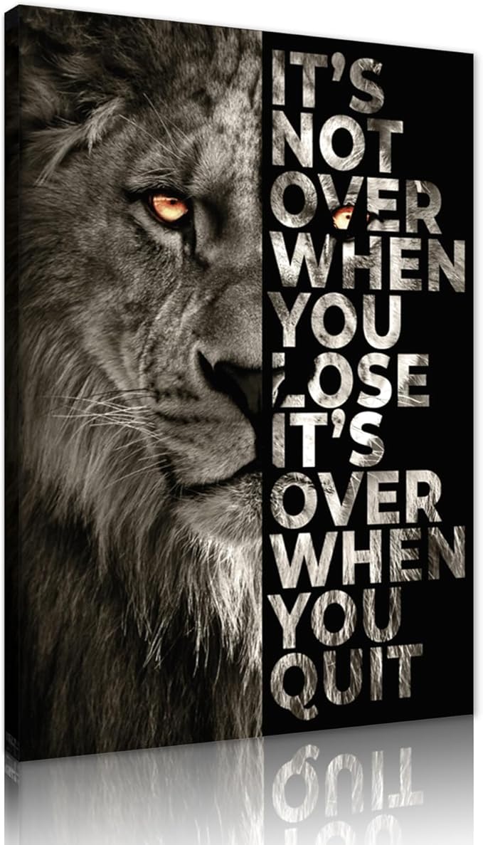 Motivational Lion Wall Art - Inspirational Animal Wall Decor Modern Office Picture Artwork Poster Framed Canvas Print for Bedroom Living Room Home Decor, 24x 36 in