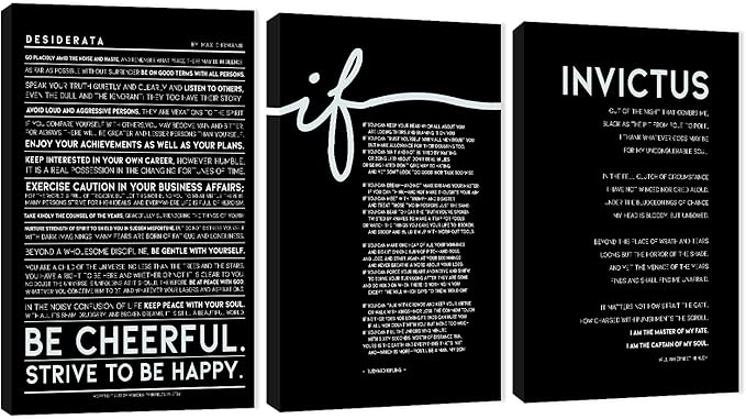 3 Piece Inspirational Wall Art, Black Background Sayings Picture, Quotes Motivational Canvas Prints for Office Decor, Triptych Entrepreneur Painting Framed Artwork for Home Wall Decor (36"Wx18" H)