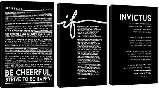 3 Piece Inspirational Wall Art, Black Background Sayings Picture, Quotes Motivational Canvas Prints for Office Decor, Triptych Entrepreneur Painting Framed Artwork for Home Wall Decor (36"Wx18" H)