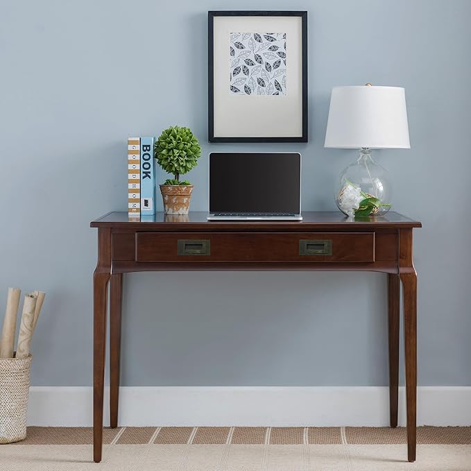 Leick Home Stratus Home Office Desk, Solid Wood, Drop-Front Keyboard Drawer, Easy Assembly, Writing Desk, Heartwood Cherry, 24.0 in. L x 42.0 in. W x 30.0 in. H, 22400