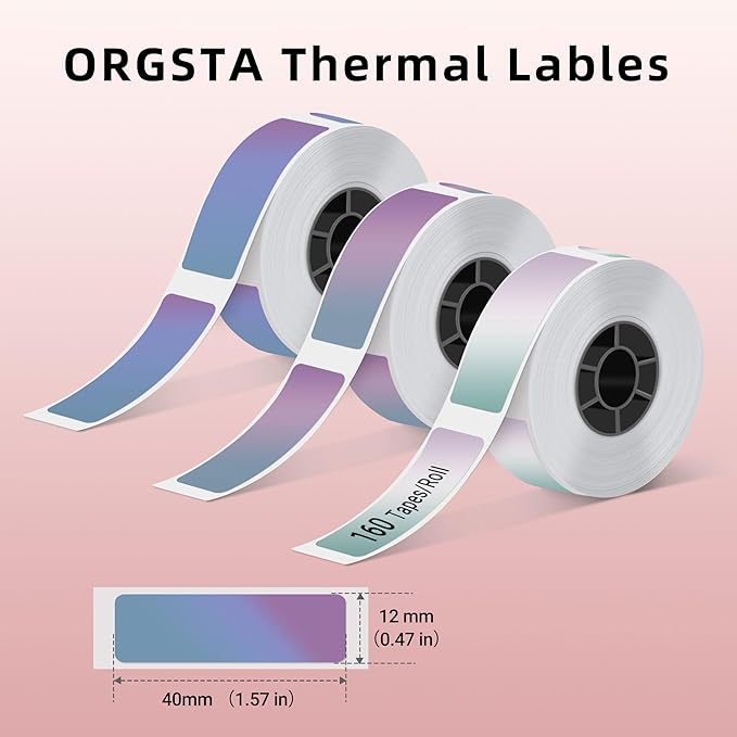 ORGSTA S001 Label Maker Machine with Tape, Portable Bluetooth Label Maker for Home and Office Organization, Thermal Label Printer Mini Printer with 3 Roll Label Tapes - Gradient