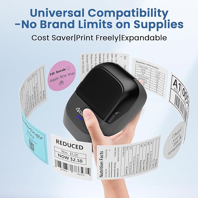 CLABEL Label Maker Machine with Tape 221B Inkless Label Printer Handheld Barcode Printer Compatible with Phone & PC for Retail School Office Organization Label Makers with APP Gray