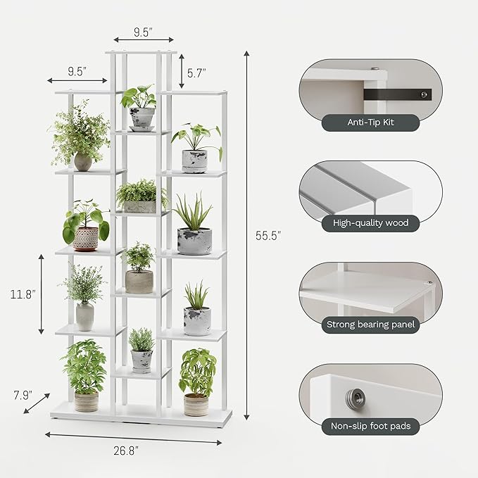 5-Tier Small Space Bookshelf,Sturdy Compact Bookcase for Study Room/Bedroom,Easy Assembly Wooden Storage Shelf（7.8” D,White）