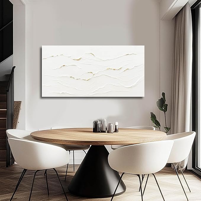 WINKAILIN Wavy Line Hand Painted Wall Art Minimalist Decoration 24"x48" Abstract Artwork Paintings for Bedroom Pictures for Office