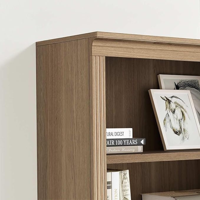 JAHRSTIM Halston Multi-Depth Bookcase, Adjustable Storage Shelving Unit with Doors for Home and Office Space, 31.5”L x 15.75”W x 72.8”H, Oak