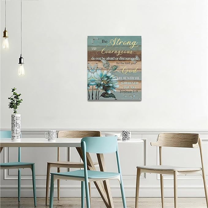 Christian Wall Art Bible Verse Floral Pictures Wall Decor Religious Scripture Flower Canvas Painting Modern Home Decoration Artwork for Bathroom Bedroom Living Room Office Framed 20"x24"