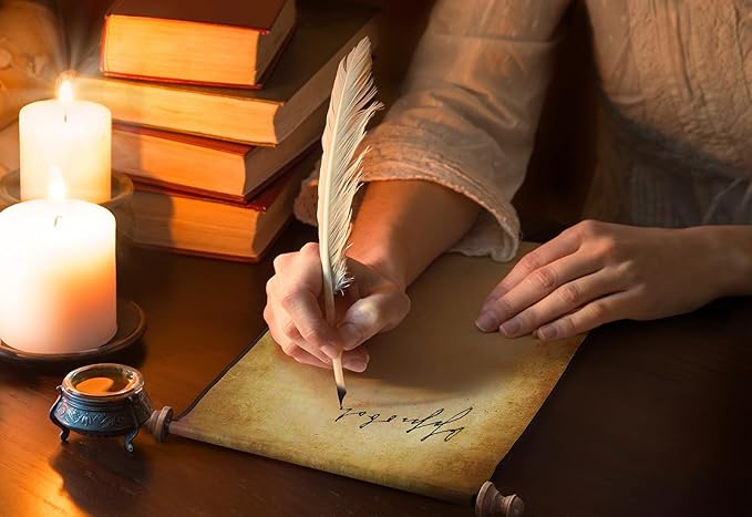 Makevivi 1 PCS Blank Scrolls Paper with Wood Rods, for Naughty or Nice List, Writing, Wedding Vows, Invitation, Love Letter, Cosplay Prop, Renaissance, 7.1 x 31.5 inches (Style 2)