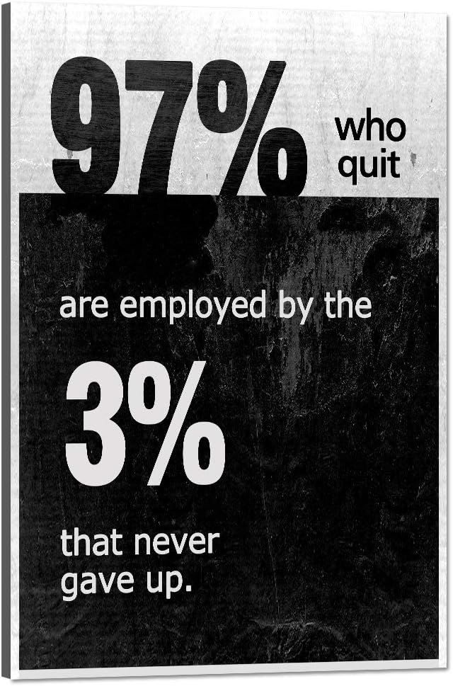 Yatsen Bridge Modern Motivational Quote Posters for Office Decor 97% Who Quit are Employed by The 3% That Never Gave up Inspirational Canvas Wall Art Inspiring Artwork Easy to Hang - 24''Wx36''H