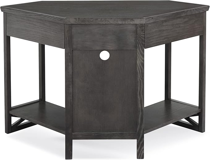Leick Home 84430 Oak Corner Computer/Writing Desk with Drawer, Smoke Gray