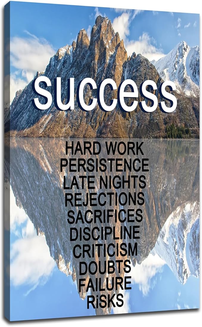 Inspirational Poster Wall Art Home Decor Motivational Entrepreneur Quotes Painting on Canvas Positive Theme Picture Print Artwork for Living Room Office Classroom Stretched and Framed [24''Wx36''H]
