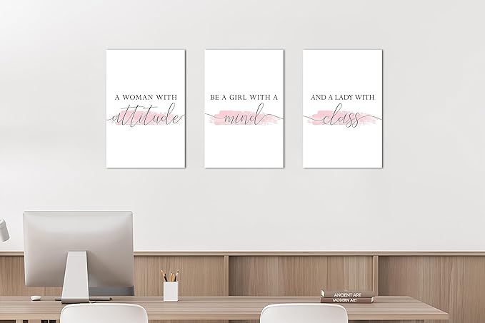 3 Piece Motivational Quotes Canvas Print Pictures Wall Decor, Men Women Inspirational Framed Artwork Home Office Decor 12"x18" x 3 Pcs