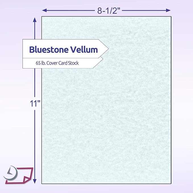 NextDayLabels - Pack of 50 Sheets - 8-1/2" x 11" - Letter Size - 65 lb. Parchment Cover Card Stock, Made in The USA (Bluestone)