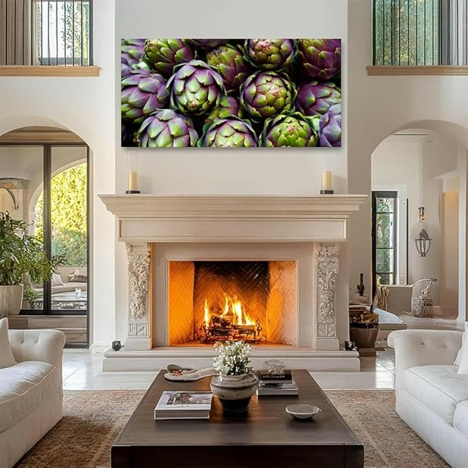 TIGTMULERLY Wall Art Frame Gallery Wall Decor Full frame purple artichokes Modern Canvas Prints Artwork for Living Room Bedroom Office Kitchen 48x24Inch