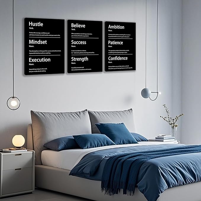 3 Panel Print Canvas Wall Art Motivational Office Wall Decor Painting Inspirational Posters Modern Inspiring Artwork for Home Living Room Bedroom Wall Decor Office Wall Art Ready to Hang - 60"Wx28"H