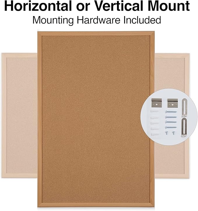 Staples Cork Bulletin Board, 3 x 2 Feet, Oak Frame, Vertical or Horizontal Mount, Self-Healing Surface