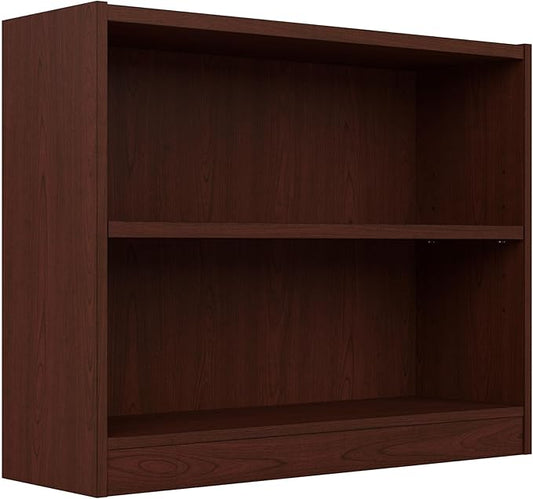Bush Home Universal Small 2 Shelf Bookcase in Vogue Cherry, Low Storage and Display Bookshelf for Home Office or Living Room Organization