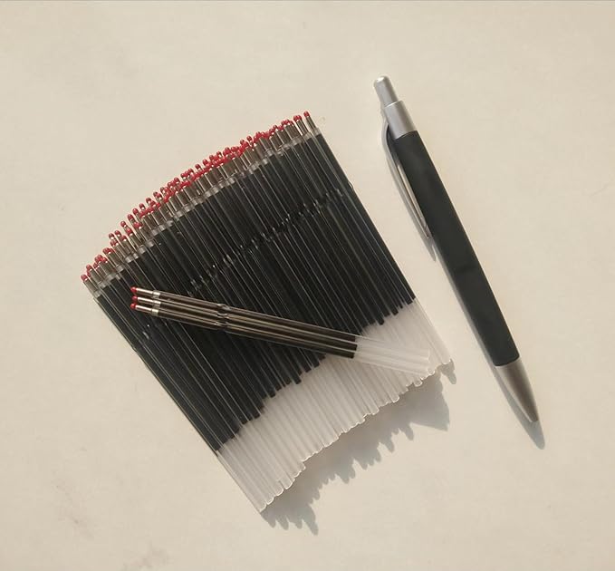 100 Pcs Ball Point Pen Refills Black,1.0mm Ballpoint Pens Refills Used for Retractable Type Ballpoint Pens,Size107 mm/ 4.2 Inch,Send1 Extra Pen,for Office School Supplies (Black)