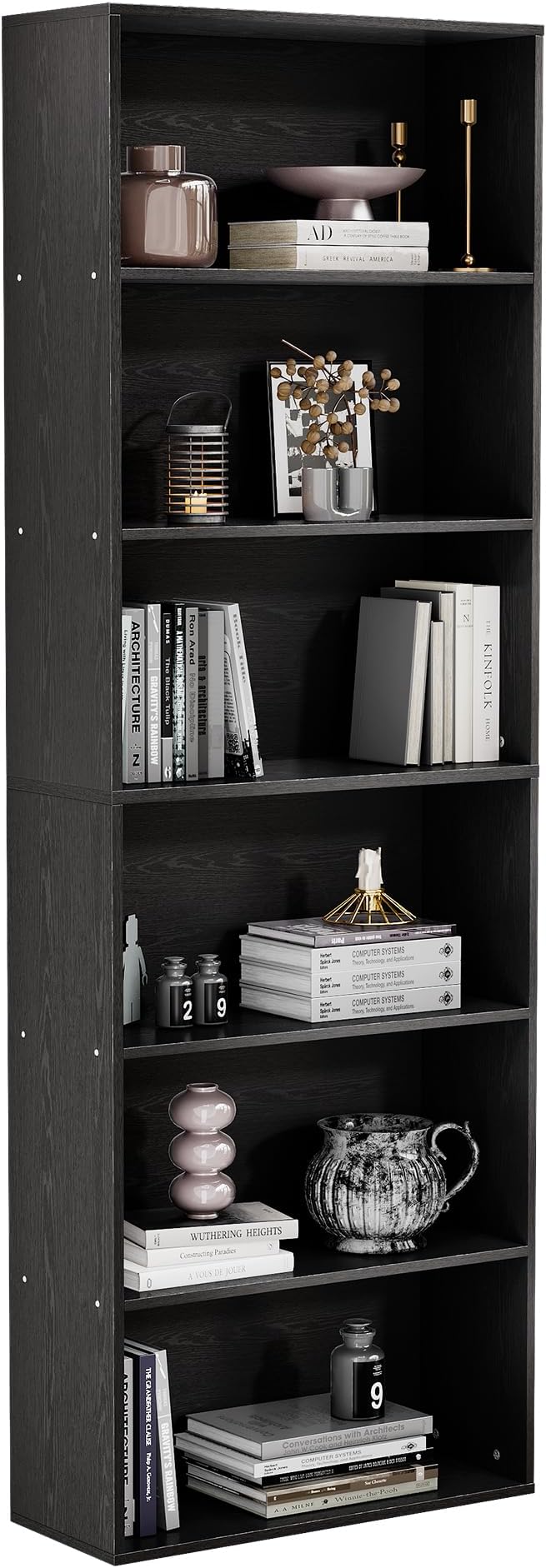 71" Tall 6-Tier Bookshelf, Large Open Display Bookcase with Ample Storage, Floor Standing Book Shelf for Living Room, Home Office, Bed Room, Black