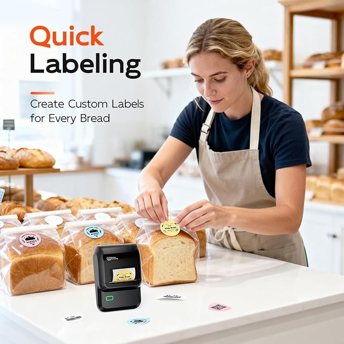Label Maker Machine with Tape, M100 Bluetooth Thermal Label Maker with 5000 Icons and 400 Templates, Address Barcode Label Printer for Small Business, Home, Office, School, Dark Gray