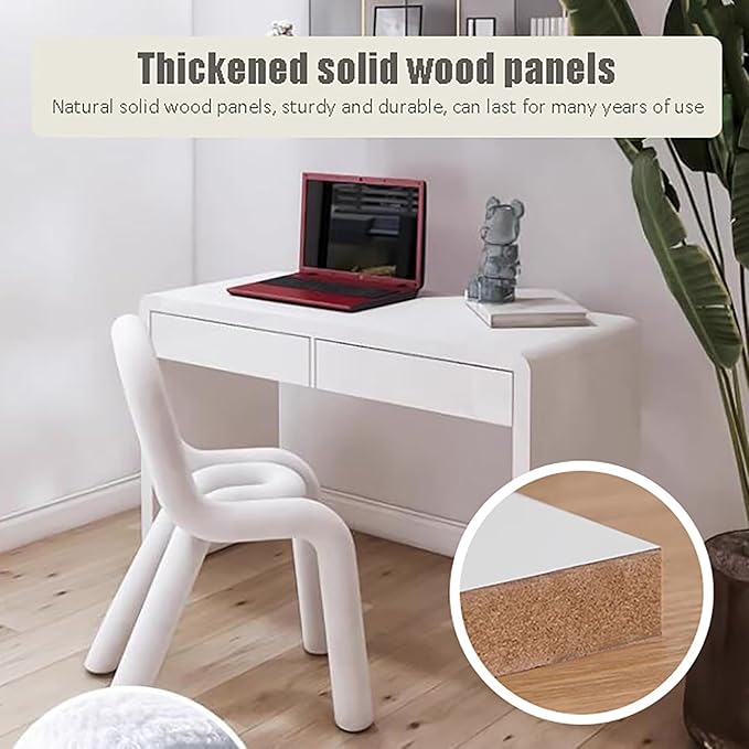 Modern Office Desk with Storage Drawers,Wood Computer Desk,White Desk Spacious Desktop,Compact Writing Study Desk,Multipurpose Workstation for bedroom home office(80x50x75cm(31x20x30inch), White)