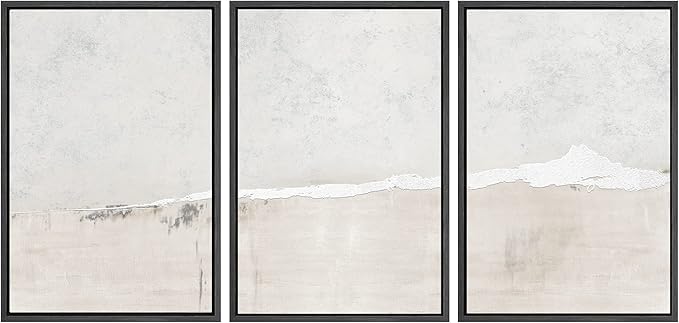 SIGNWIN Framed Canvas Print Wall Art Set Industrial Grunge White Gray Landscape Shapes Abstract Illustrations Modern Art Decorative Nordic Zen for Living Room, Bedroom, Office - 24"x36"x3 Black