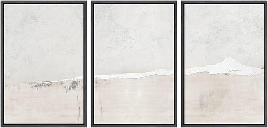 SIGNWIN Framed Canvas Print Wall Art Set Industrial Grunge White Gray Landscape Shapes Abstract Illustrations Modern Art Decorative Nordic Zen for Living Room, Bedroom, Office - 16"x24"x3 Black