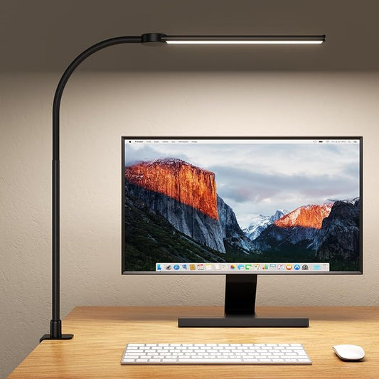 Desk Lamp with Clamp, Eye Caring LED Desk Lamp for Home Office with Gooseneck, Clip on Light with 3 Color Modes for Working, Reading, Drawing