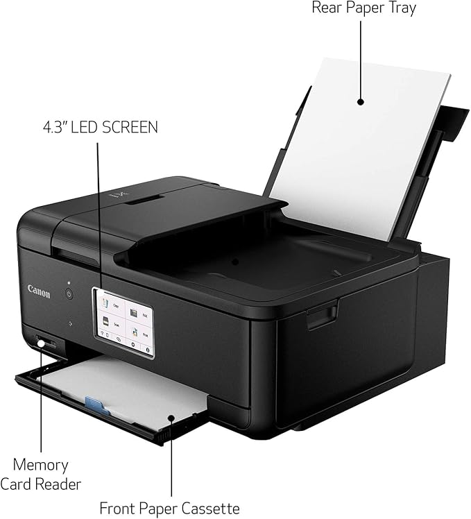 Canon PIXMA TR8620a - All-in-One Printer Home Office|Copier|Scanner|Fax|Auto Document Feeder | Photo & ® PIXMA™ TR4720 Wireless Inkjet All-in-One Color Printer, Black