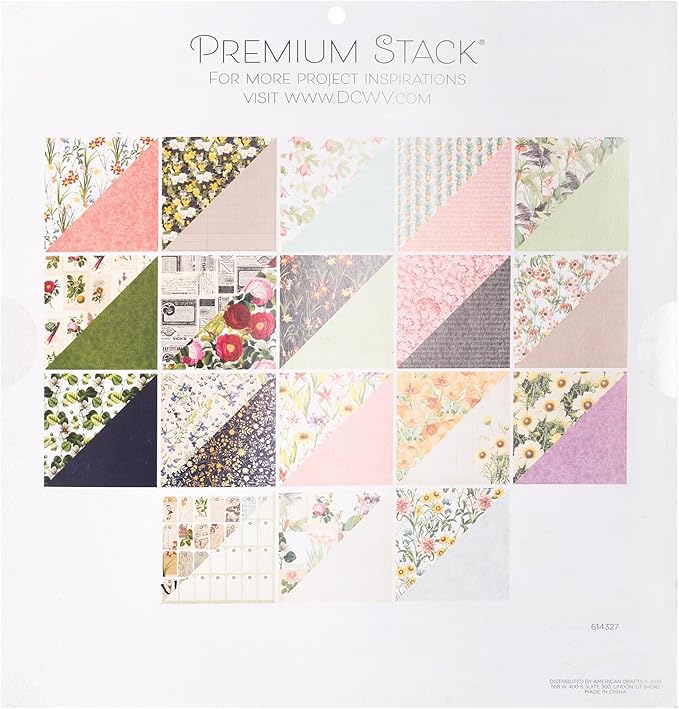 DCWV Printed Cardstock Paper 12x12, 36 Sheets of Scrapbook Paper for Crafts and Card Making, Double Sided Heavy Duty Cardstock with Foil Accents - Botanical Beauty