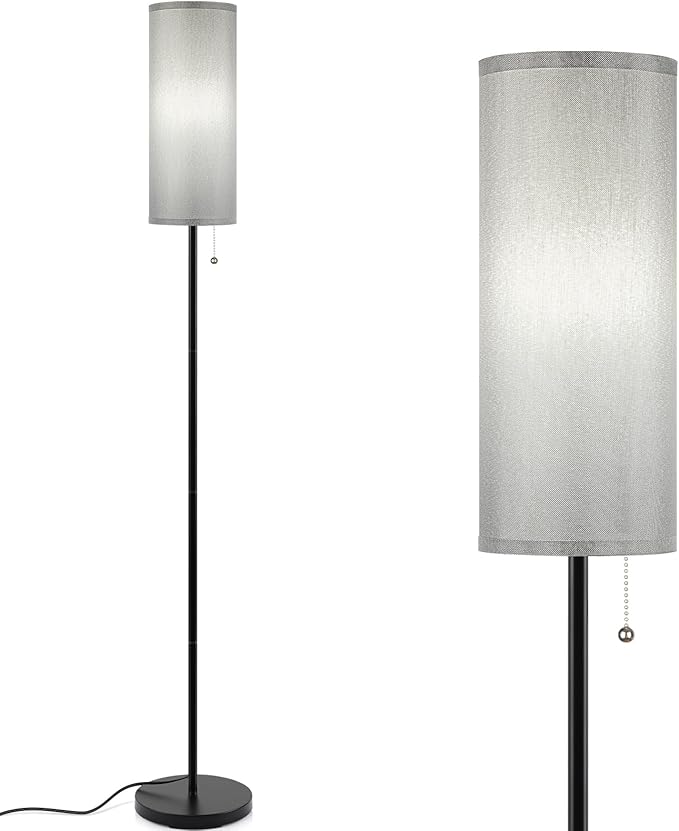 Floor Lamp for Living Room, 3 Color Temperature Modern Standing Lamps, Minimalist Floor Lights for Bedroom, Office, Reading,Gray