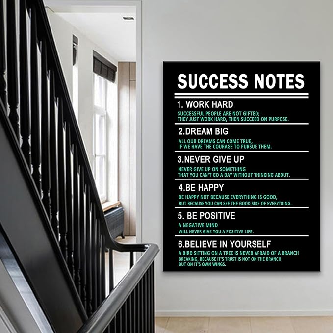 Motivational Quotes Canvas Wall Art Inspirational Success Notes Positive Poster Print Entrepreneur Quote for Home Living Room Office Wall Decoration Stretch and Framed [30''Wx 40''H]
