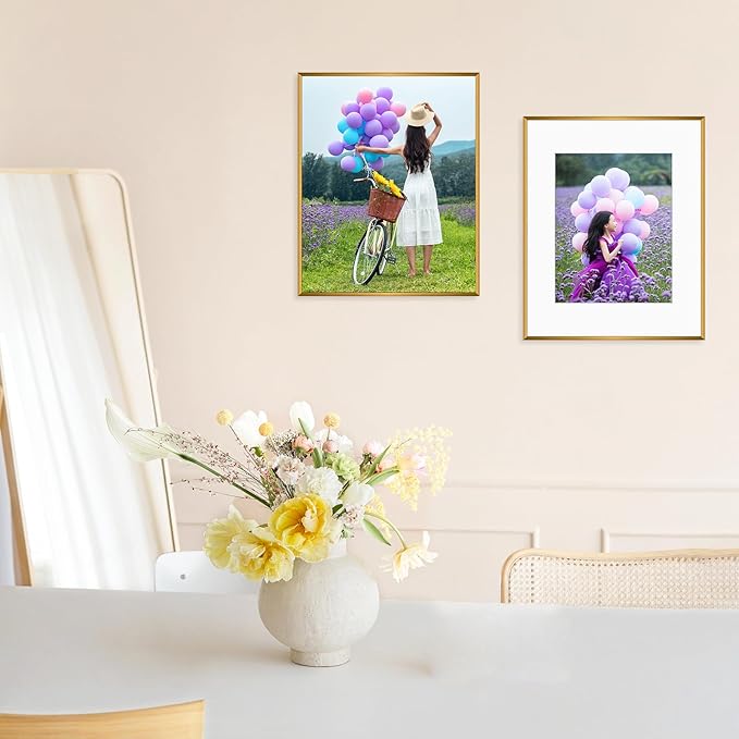 Golden State Art, Gallery Wall Frame Set of 6 - Bronze 16x20 Aluminum Photo Frames with Mat for 11x14 Pictures - 16 x 20 inch Metal Frame with Real Glass Cover - Elegant Home or Office Decor