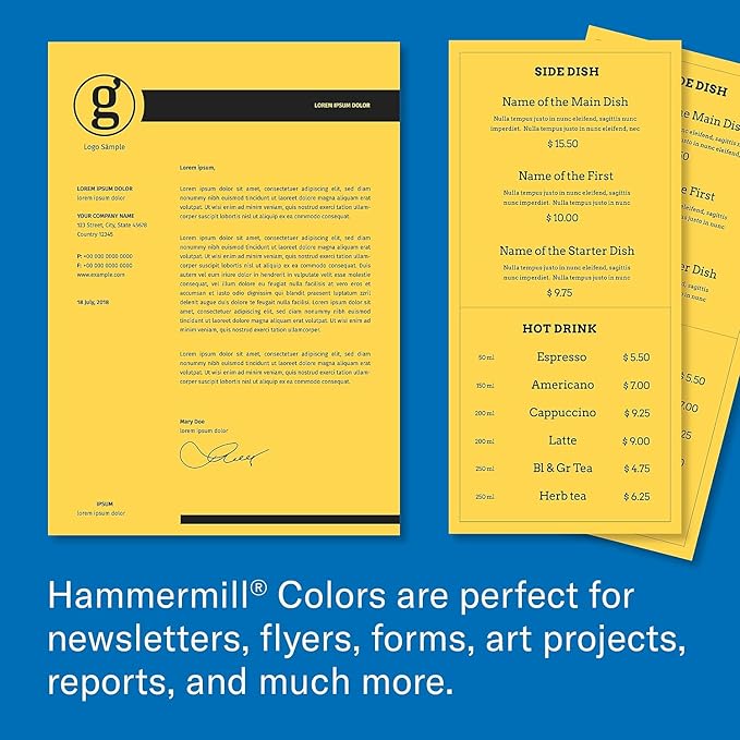 Hammermill 103168CT Recycled Colored Paper, 20lb, 8-1/2 x 11, Goldenrod, 5000 Sheets/Carton