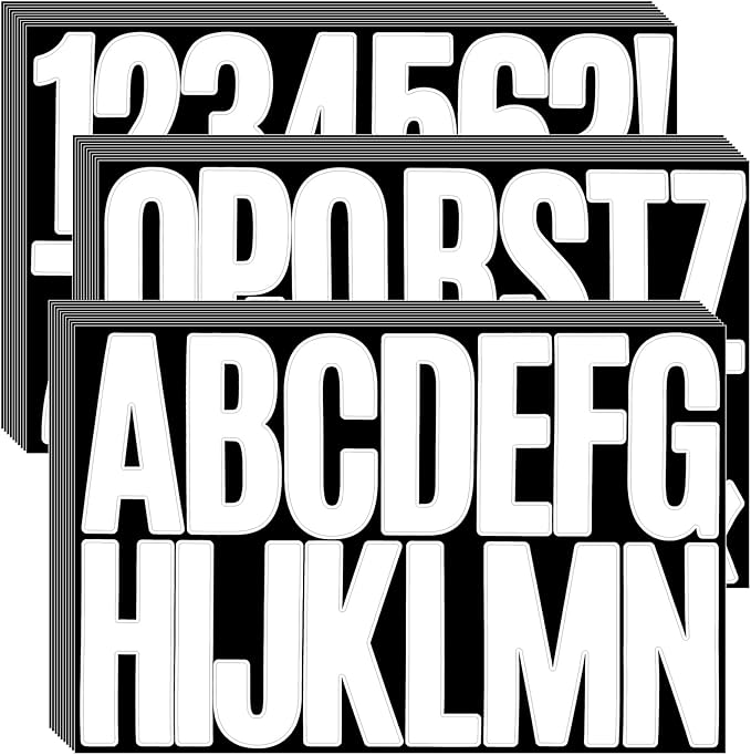 Bemeol 30 Sheets Large Letter Sickers 3 inch Vinyl Letter Alphabet Number Stickers for Bulletin Board Classroom Mailbox Window Door Home Decor(White)