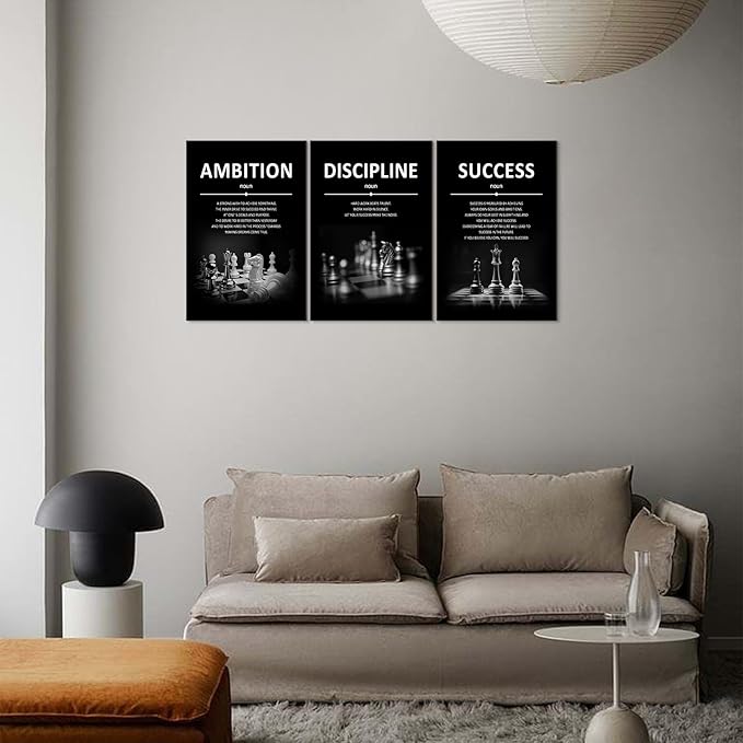 Success Wall Art Motivational Wall Decor Inspirational Quotes Pictures Posters Framed Canvas Wall Art Prints Goal Artwork Home Office Wall Decor Ready to Hang