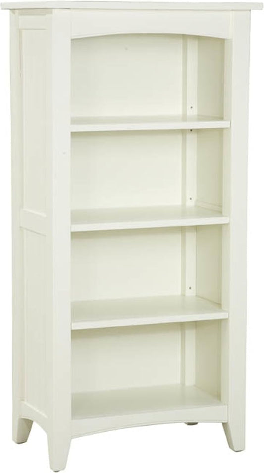 Shaker Cottage Bookcase with Four Adjustable Shelves, 100 lbs Capacity, Hardwood, Ivory Finish, 24 in. W x 14 in. D x 48 in. H