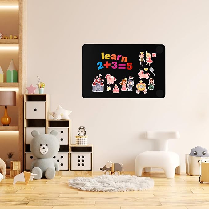 MaxGear Metal Magnetic Board 17.5" x 11.4" 2 Pack Black Magnet Bulletin Board for Wall, Refrigerator, Magnetic Board Display Notes, Photos, and More - Includes Dual Lock Tape and Screws