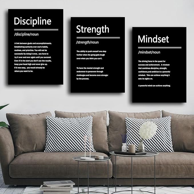Motivational Posters Office Print Wall Art 3 Pieces Inspirational Entrepreneur Quotes Posters Printed on Canvas Pictures Painting Artwork for Living Room Gym Office Frame Ready to Hang [60''Wx28''H]