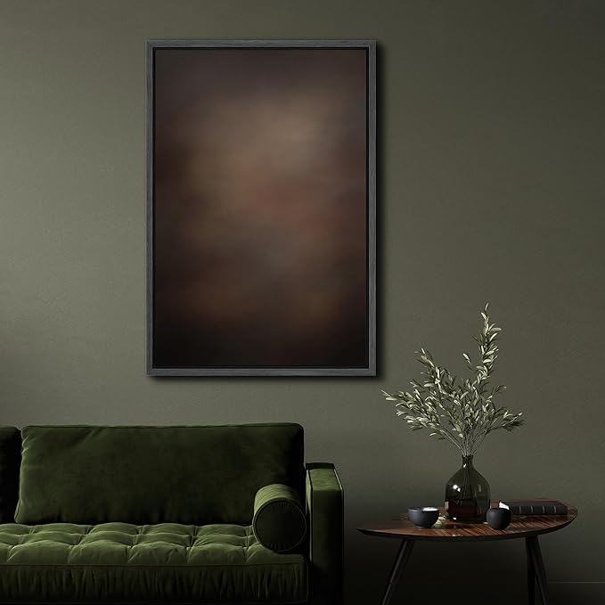 SIGNFORD Framed Canvas Print Wall Art Twilight Haze Abstract Minimalist Beige to Navy Ombre Illustrations Modern Art Decorative Relax/Zen for Living Room, Bedroom, Office - 24"x36" Black