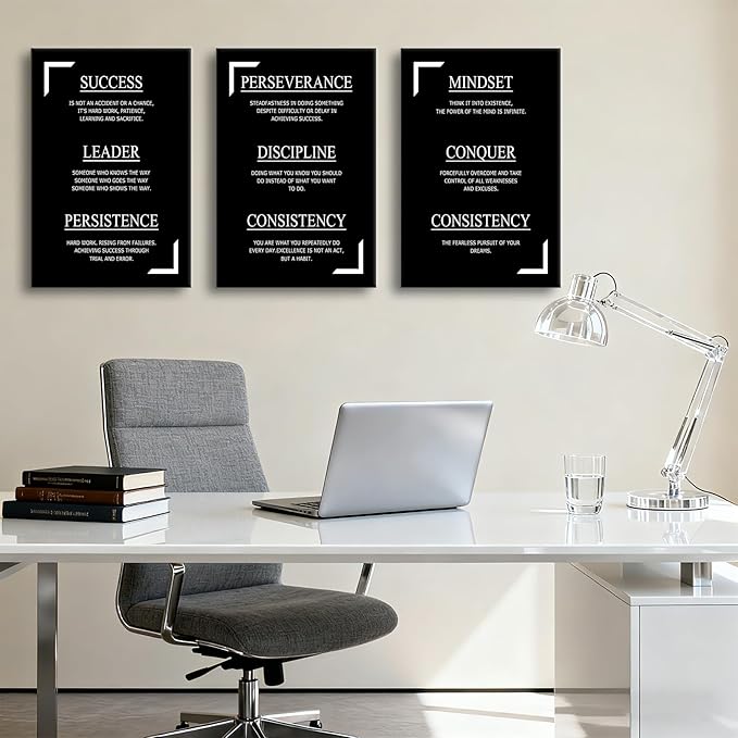 Motivational Success Quotes Picture Painting Inspirational Canvas Wall Art Positive Affirmations Framed Print Poster for Living Room Office Bedroom Gym Wall Decor Stretched and Framed [48''Hx24''W]